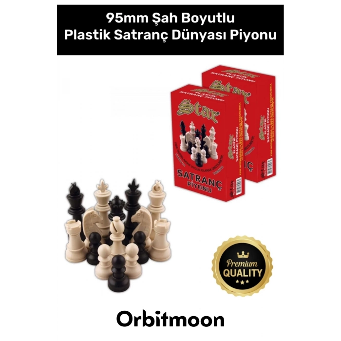 Premium Seri Şah Boyu 95mm Eksik Takımı Tamamlama Uyumlu Orta Plastik Satranç Dünyası Piyonu