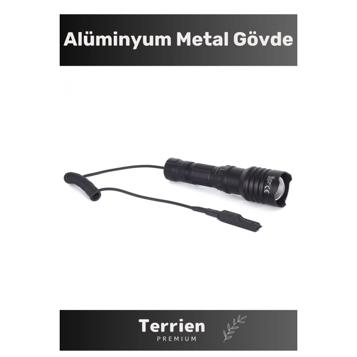 Premium Seri Şarjlı Profesyonellere Özel Üretim Yüksek Aydınlatma Tasarruflu Av Kamp Tüfek Feneri