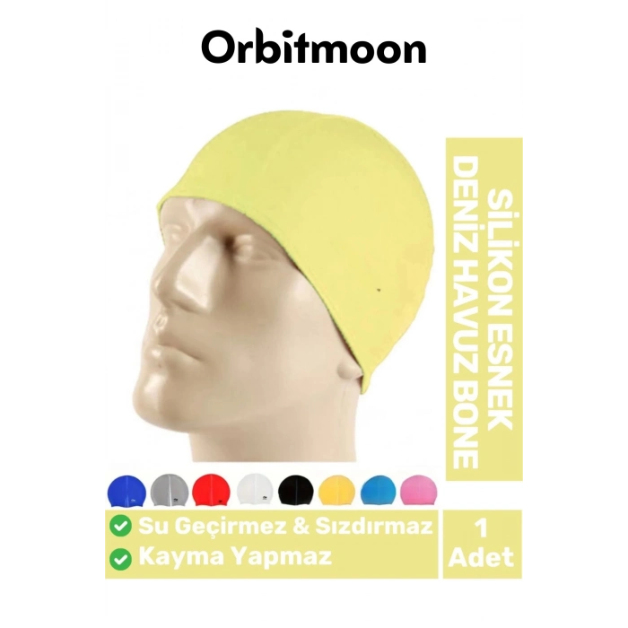 Premium Seri Su Geçirmez Sızdırmaz Kaymaz Silikon Yüzücü Elastik Yüzme Şapkası Havuz Deniz Bonesi