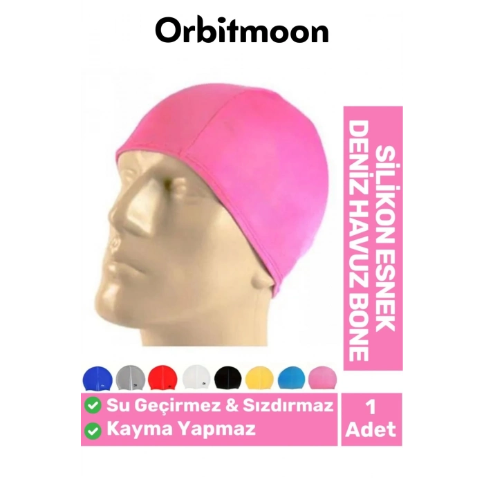 Premium Seri Su Geçirmez Sızdırmaz Kaymaz Silikon Yüzücü Elastik Yüzme Şapkası Havuz Deniz Bonesi