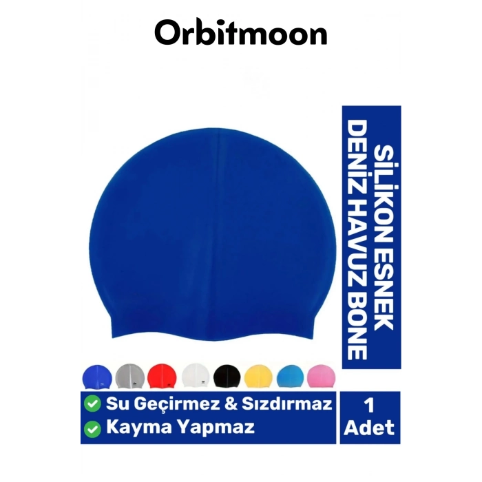 Premium Seri Su Geçirmez Sızdırmaz Kaymaz Silikon Yüzücü Elastik Yüzme Şapkası Havuz Deniz Bonesi