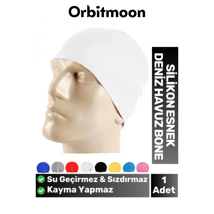 Premium Seri Su Geçirmez Sızdırmaz Kaymaz Silikon Yüzücü Elastik Yüzme Şapkası Havuz Deniz Bonesi