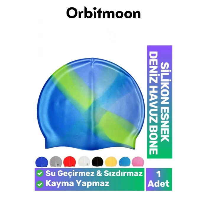 Premium Seri Su Geçirmez Sızdırmaz Kaymaz Silikon Yüzücü Elastik Yüzme Şapkası Havuz Deniz Bonesi