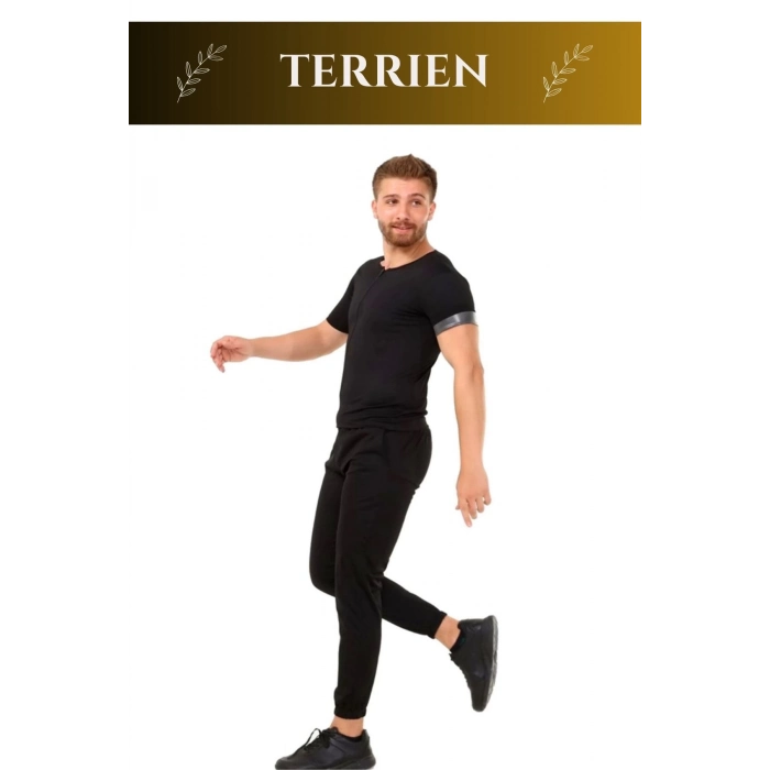 Premium Seri Terleme Hızlandırıcı Rahat Şık Destekleyici Kısa Kol Termal Sauna Eşofman Takım