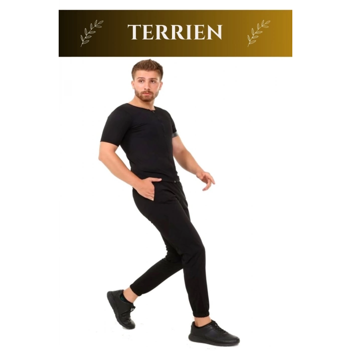 Premium Seri Terleme Hızlandırıcı Rahat Şık Destekleyici Kısa Kol Termal Sauna Eşofman Takım