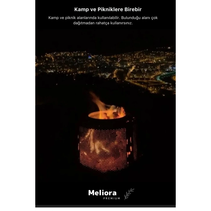 Premium Serisi Taşınabilir Katlanır Estetik Şık Isıya Dayanıklı Boyalı Ayaklı Siyah Ateş Çukuru