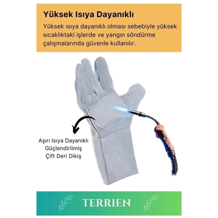 Premium Serisi Yanmaz Isıya Dayanıklı Eldiven Kaynak Yangın İçin Su Geçirmez Çok Amaçlı Deri Eldiven