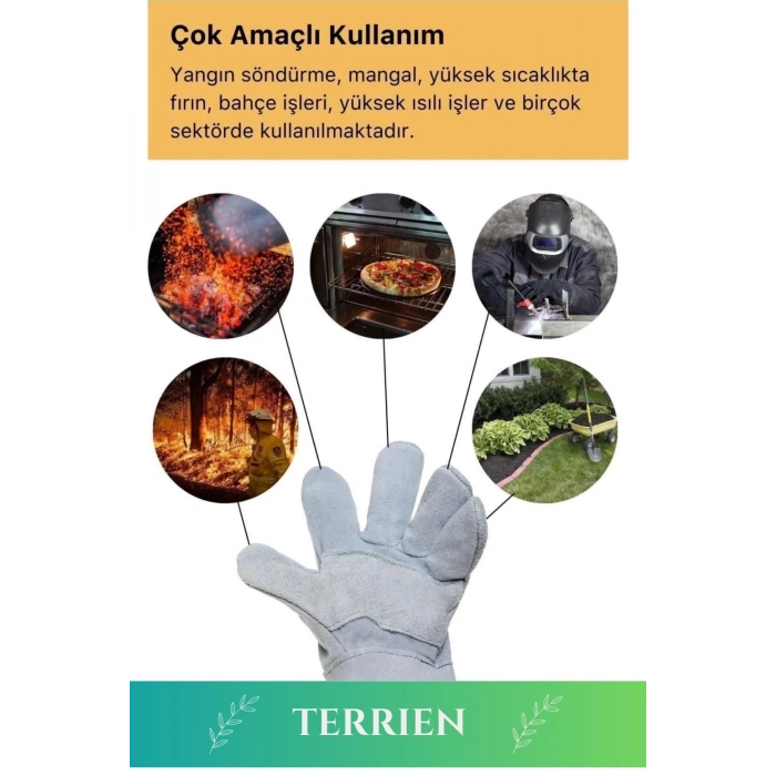 Premium Serisi Yanmaz Isıya Dayanıklı Eldiven Kaynak Yangın İçin Su Geçirmez Çok Amaçlı Deri Eldiven