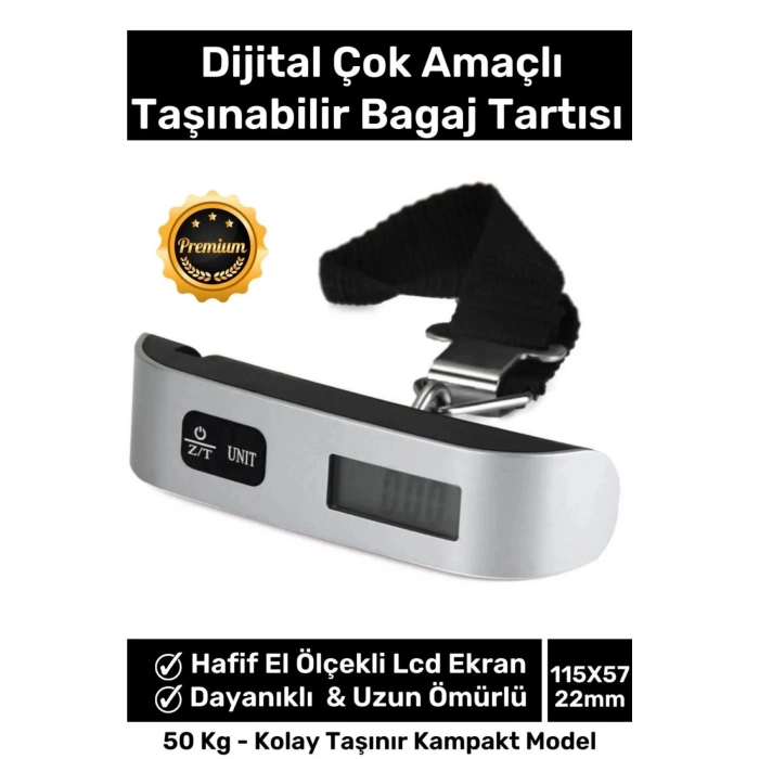 Premium Seyahat Bavul Ağırlık Tartı Dijital Lcd Ekran Çok Amaçlı Taşınabilir Bagaj Tartısı Max 50 Kg