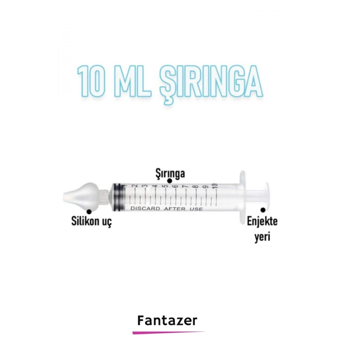 Premium Silikon Uçlu 10ml Kapasiteli 12 cm Uzunluk 2li Bebek Burun Temizleme Şırıngası Aspiratörü