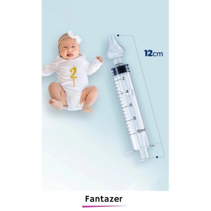 Premium Silikon Uçlu 10ml Kapasiteli 12 cm Uzunluk 2li Bebek Burun Temizleme Şırıngası Aspiratörü
