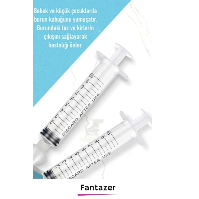 Premium Silikon Uçlu 10ml Kapasiteli 12 cm Uzunluk 2li Bebek Burun Temizleme Şırıngası Aspiratörü