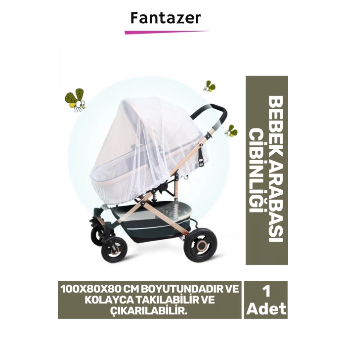 Premium Sinek Örümcek Böcek Karşı Koruma Mikro Delik Tak Çıkar 100x80x80 Bebek Arabası Cibinliği