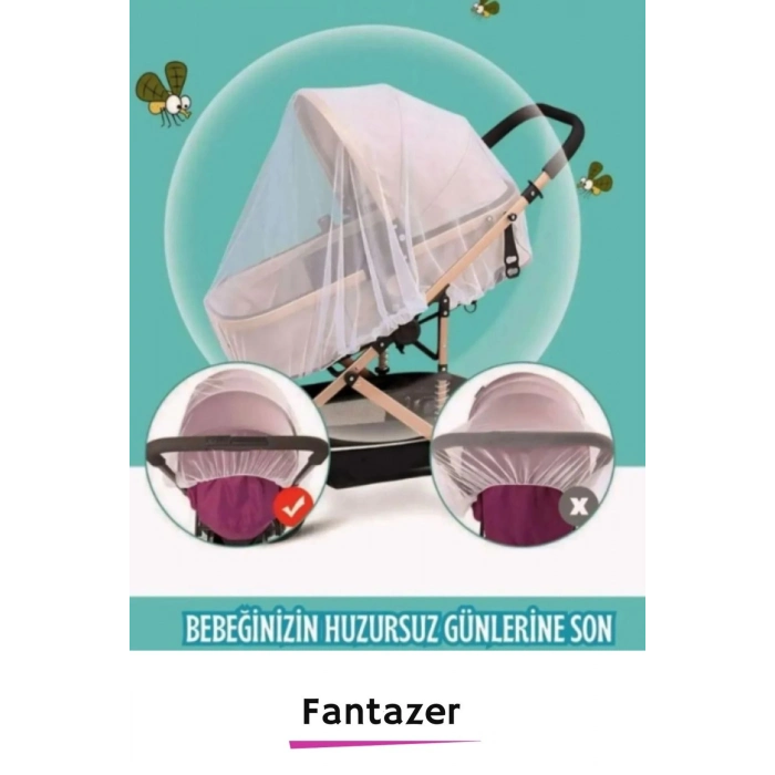 Premium Sinek Örümcek Böcek Karşı Koruma Mikro Delik Tak Çıkar 100x80x80 Bebek Arabası Cibinliği