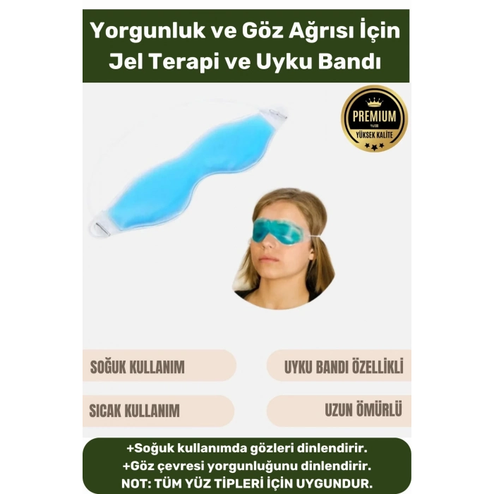 Premium Soğuk Sıcak Uygulama Göz Terapi Bandı Işık Önleyici Göz Dinlendirme Jel Uyku Bandı