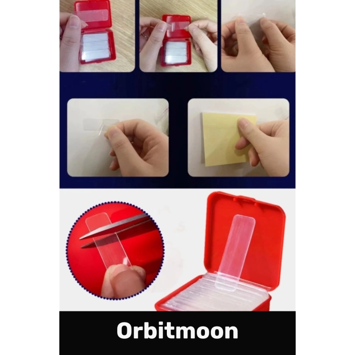 Premium Süper Güçlü Kolay Çıkarılabilir Yapışkan Çok Amaçlı 60 Parça Çift Taraflı Şeffaf Bant