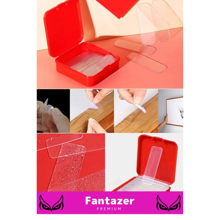 Premium Süper Güçlü Yapışkan Kolay Çıkarılabilir Çok Amaçlı 60 Parça Çift Taraflı Şeffaf Bant