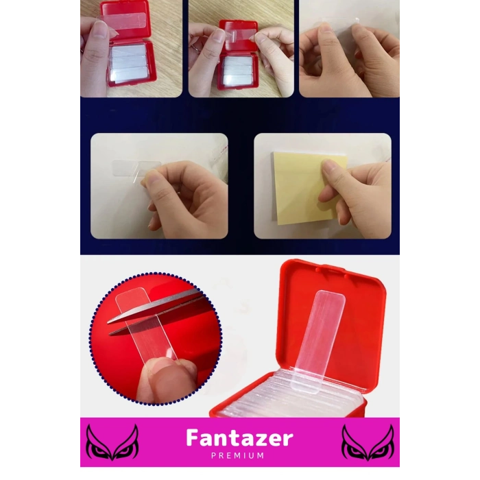 Premium Süper Güçlü Yapışkan Kolay Çıkarılabilir Çok Amaçlı 60 Parça Çift Taraflı Şeffaf Bant