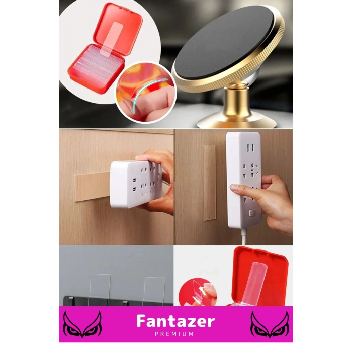 Premium Süper Güçlü Yapışkan Kolay Çıkarılabilir Çok Amaçlı 60 Parça Çift Taraflı Şeffaf Bant