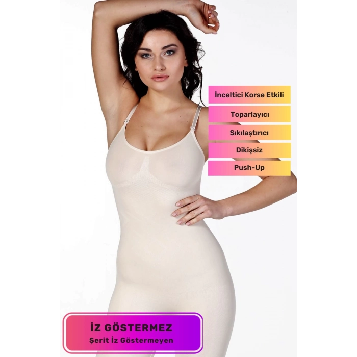 Premium Vücut Şekillendirici Kaymaz Toparlayıcı Sıkılaştırıcı Tam Boy Omuz Ayarlanabilen Hayalet Korse