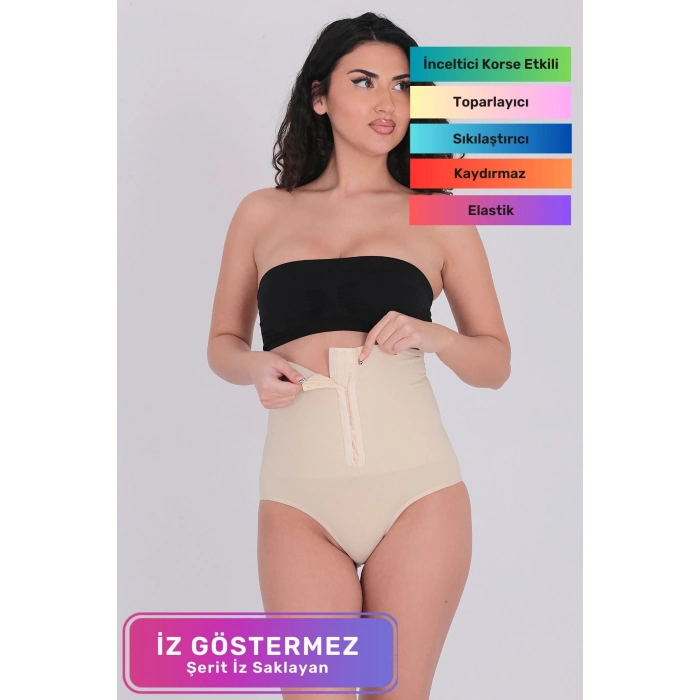 Premium Toparlayıcı Sıkılaştırıcı Vücut Şekillendirici Kaymaz Ağraflı Yüksek Bel Slip Korse