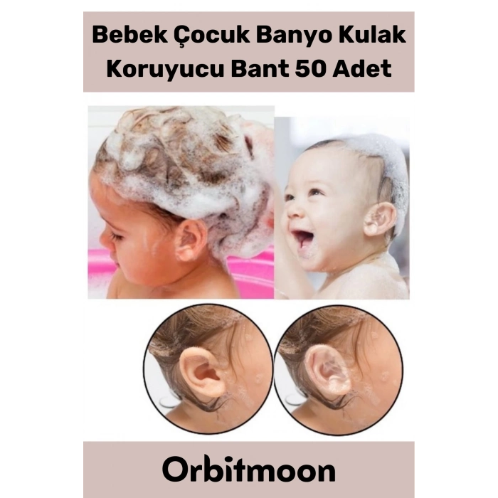 Premium Üretim Su Kaçırmaz Yumuşak Güvenli Bebek Banyo Kulak Koruyucu Şeffaf Bant 50 Adet