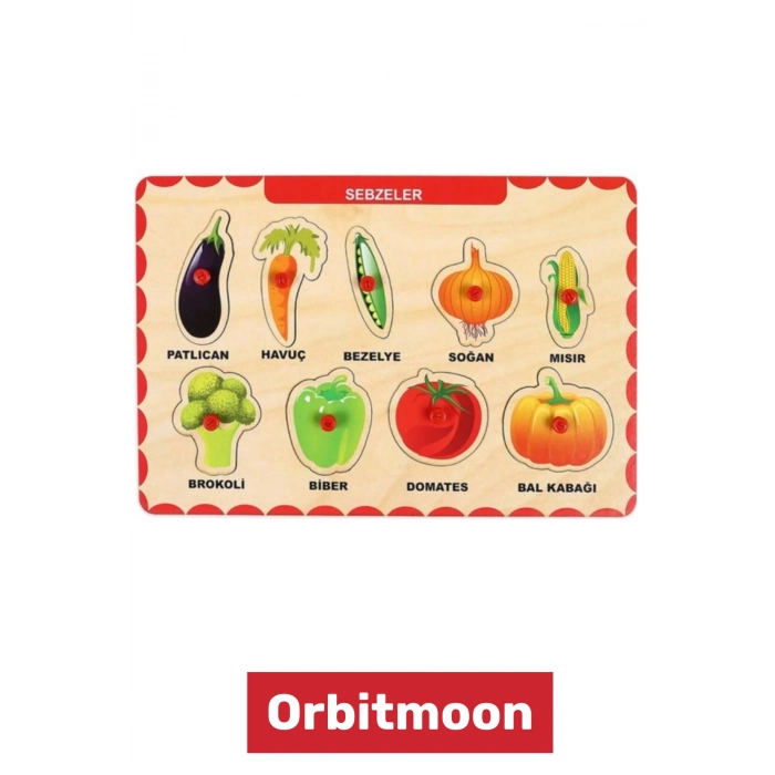 Premium Üretim Zeka Geliştirici Eğitici Öğretici Ebeveyn Çocuk Sebzeler Ahşap Tutmalı Puzzle