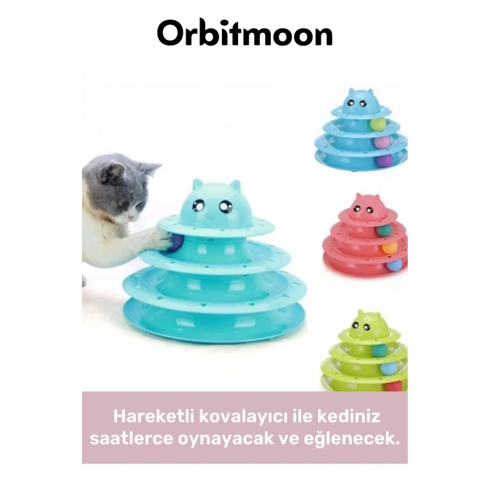Premium Ürün 3 Toplu Eğlenceli Dayanıklı Kaymaz Kauçuk Pedli 3 Katlı Kedi Oyuncağı 19,5 cm x 24cm