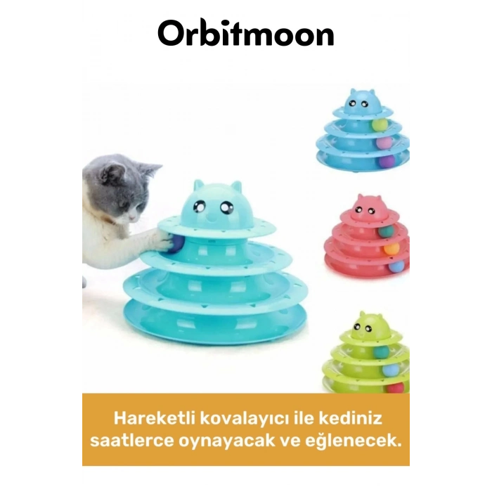 Premium Ürün 3 Toplu Eğlenceli Dayanıklı Kaymaz Kauçuk Pedli 3 Katlı Kedi Oyuncağı 19,5 cm x 24cm