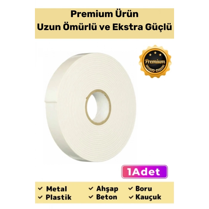 Premium Ürün Kolay Uygulanır Uzun Ömürlü Ekstra Güçlü Yapışkan İz Bırakmaz Çift Taraflı Köpük Bant