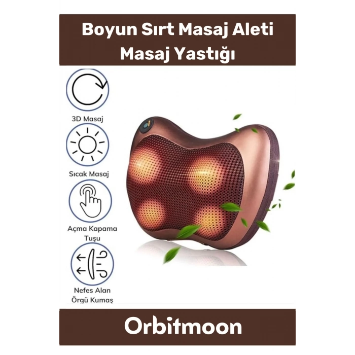 Premium Yıkanabilir Kılıflı Aydınlatma Kutulu 4 Başlıklı Araç Ev Ofis Omuz Boyun Sırt Masaj Aleti