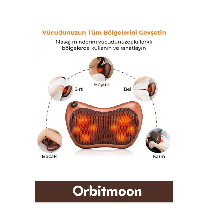 Premium Yıkanabilir Kılıflı Aydınlatma Kutulu 4 Başlıklı Araç Ev Ofis Omuz Boyun Sırt Masaj Aleti