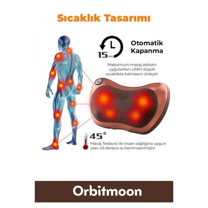 Premium Yıkanabilir Kılıflı Aydınlatma Kutulu 4 Başlıklı Araç Ev Ofis Omuz Boyun Sırt Masaj Aleti