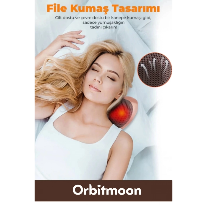 Premium Yıkanabilir Kılıflı Aydınlatma Kutulu 4 Başlıklı Araç Ev Ofis Omuz Boyun Sırt Masaj Aleti