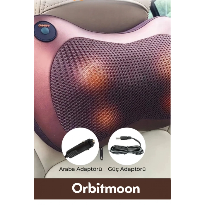 Premium Yıkanabilir Kılıflı Aydınlatma Kutulu 4 Başlıklı Araç Ev Ofis Omuz Boyun Sırt Masaj Aleti