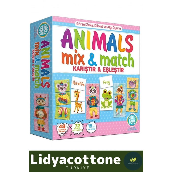 Premium Zeka Geliştirici Çocuk El Göz Koordinasyonu Animals Mix & Match Karıştır Eşleştir Eğlen