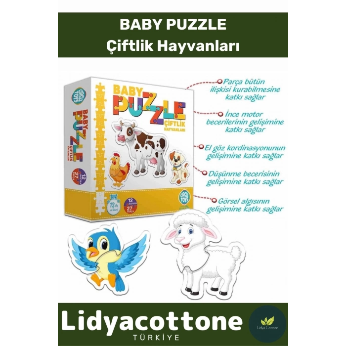 Premium Zeka Geliştirici Eğitici Çocuk El Göz Koordinasyonu Baby Puzzle Çiftlik Hayvanları