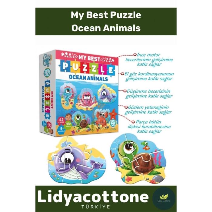 Premium Zeka Geliştirici Eğitici Çocuk El Göz Koordinasyonu My Best Puzzle Okyanus Hayvanları