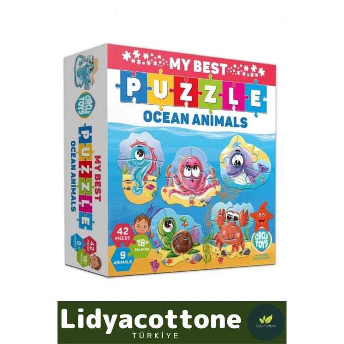 Premium Zeka Geliştirici Eğitici Çocuk El Göz Koordinasyonu My Best Puzzle Okyanus Hayvanları