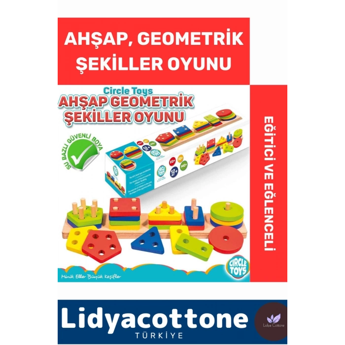 Premium Zeka Geliştirici Eğitici Kişisel Gelişim Çocuk Ahşap Geometrik Şekiller Oyunu Eğitici