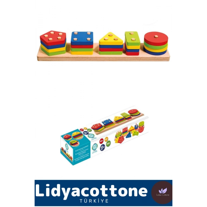 Premium Zeka Geliştirici Eğitici Kişisel Gelişim Çocuk Ahşap Geometrik Şekiller Oyunu Eğitici