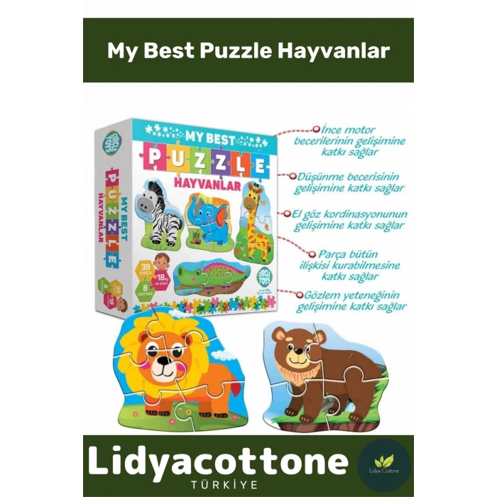Premium Zeka Geliştirici Eğitici Öğretici Eğlendirici El Göz Koordinasyonu My Best Puzzle Hayvanlar