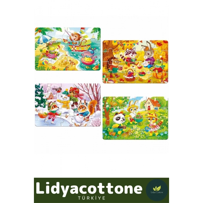 Premium Zeka Geliştirici Eğitici Öğretirken Eğlendiren Çocuk 12 +16 + 20 + 24 Parça Puzzle: 4 Mevsim