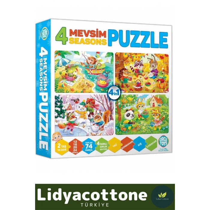 Premium Zeka Geliştirici Eğitici Öğretirken Eğlendiren Çocuk 12 +16 + 20 + 24 Parça Puzzle: 4 Mevsim