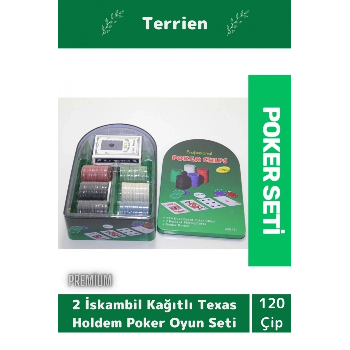 Profesyonel Blackjack 120 Poker Çipli 2 İskambil Kağıtlı Texas Holdem Casino Metal Poker Oyunu Seti
