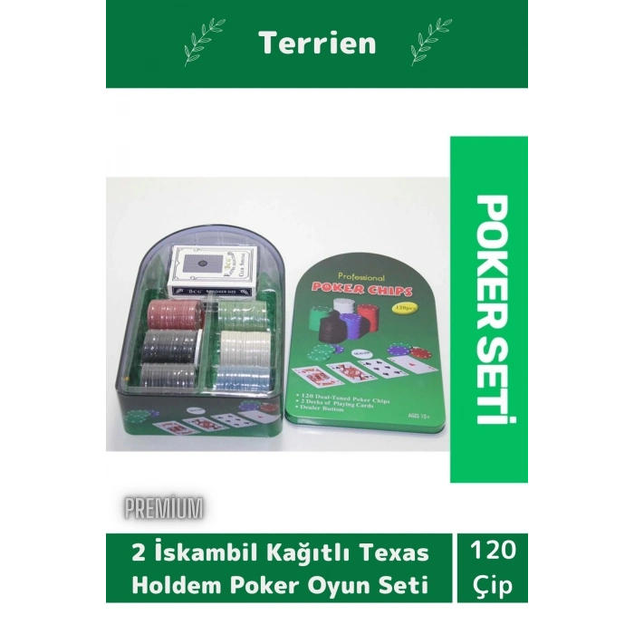 Profesyonel Blackjack 120 Poker Çipli 2 İskambil Kağıtlı Texas Holdem Casino Metal Poker Oyunu Seti