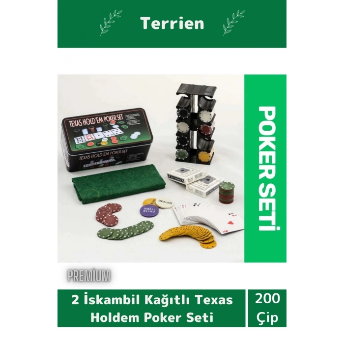 Profesyonel Blackjack 200 Poker Çipli 2 İskambil Kağıtlı Texas Holdem Casino Metal Poker Oyunu Seti