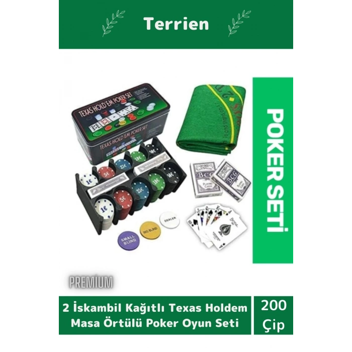 Profesyonel Blackjack 200 Poker Çipli 2 İskambil Kağıtlı Texas Holdem Casino Metal Poker Oyunu Seti