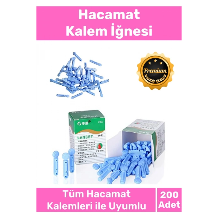 Profesyonel Tüm Kalemlerle Uyumlu Şeker Parmak Delme Hacamat 200 Adet Kalem İğnesi - 4 Kutu