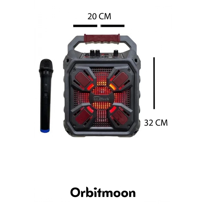 Profesyonel Yüksek Ses Aux Usb Hafıza Kart Girişli Kablosuz Hoparlör Mikrofon Siyah Karaoke Box